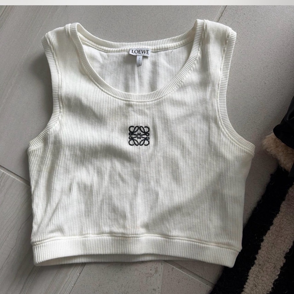 Loewe Cream Ribbed Tank Top
